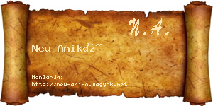 Neu Anikó névjegykártya